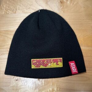 Atari Super Breakout Beanie Black Knit Hat Retro Gamer Logo Patch